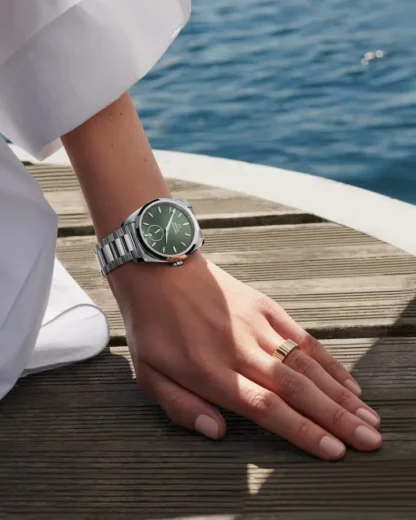 OMEGA Seamaster Aqua Terra 150M 38 mm, Sun-brushed Dark Green Dial - on the wrist