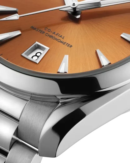 OMEGA Seamaster Aqua Terra Shades 38mm, Saffron Dial Watch - closer look