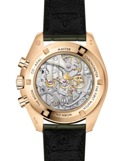 Speedmaster Moonwatch Professional 42 mm, Moonshine™ gold on leather strap - back view