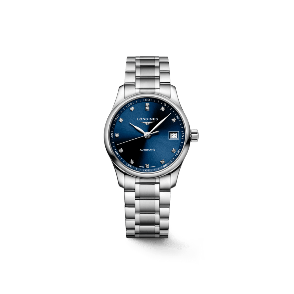 Longines Master Collection 34 mm, Stainless Steel, Sunray Blue Dial