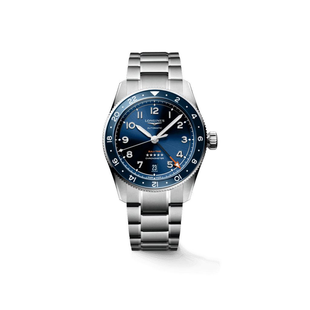 Longines Spirit Zulu Time 39 mm, Blue Dial & Stainless Steel