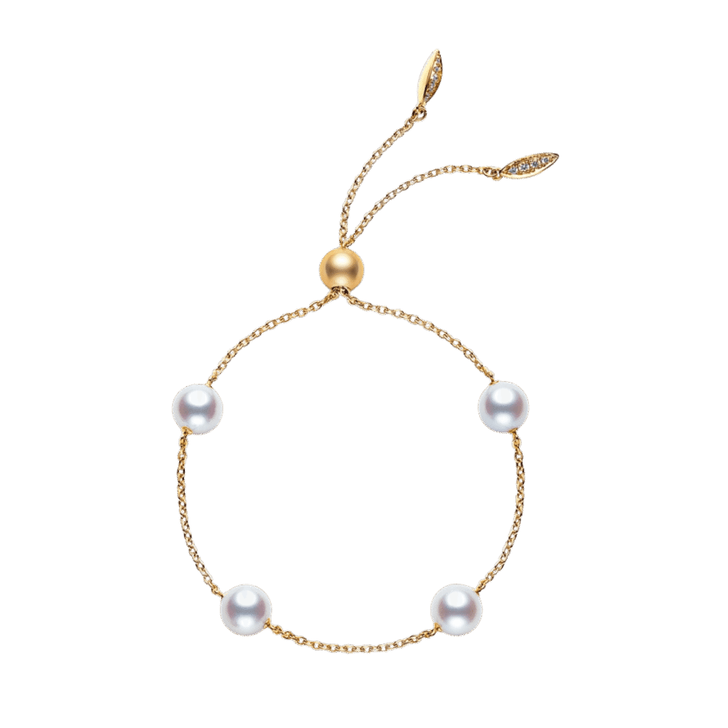 Mikimoto Akoya Cultured Four Pearl Station Bracelet in 18K Yellow Gold