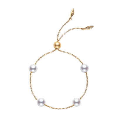 Mikimoto Akoya Cultured Four Pearl Station Bracelet in 18K Yellow Gold
