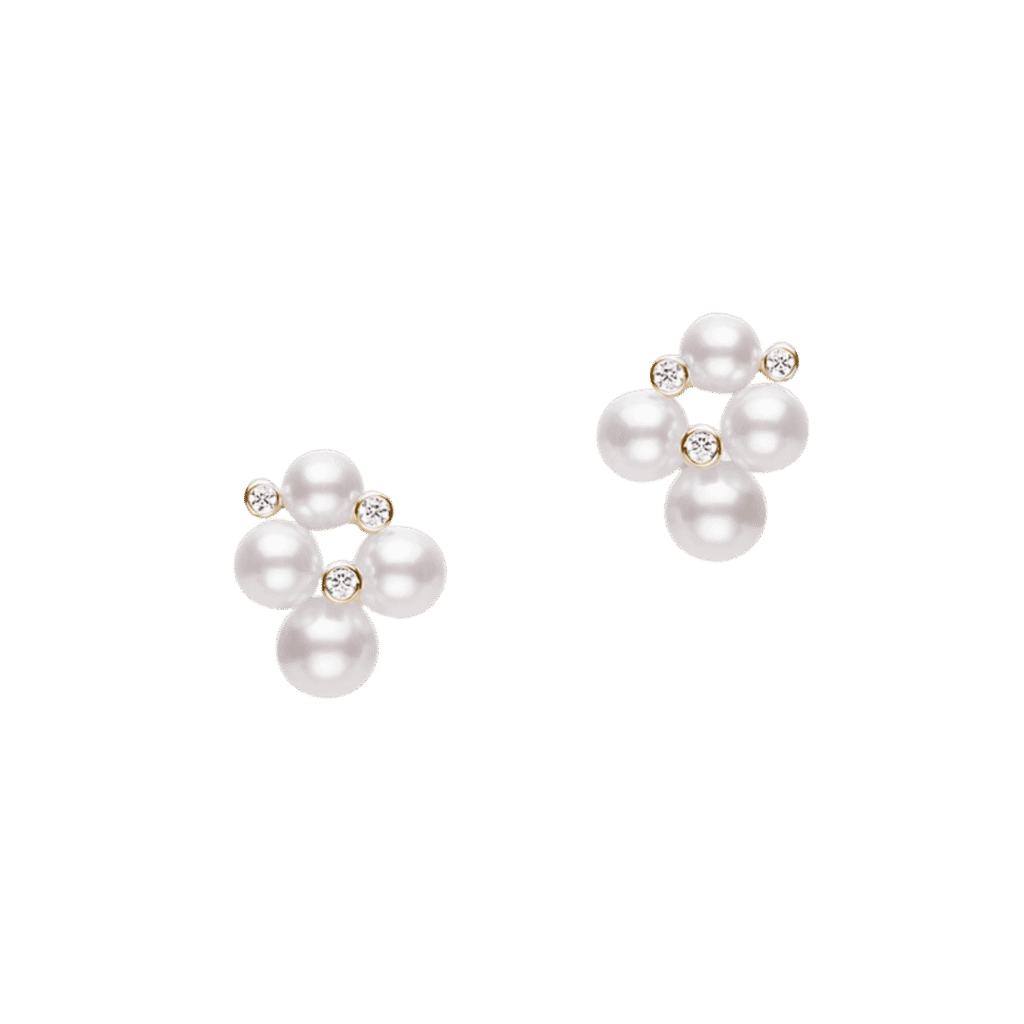 Akoya Cultured Pearl and Diamond Bubbles Stud Earrings