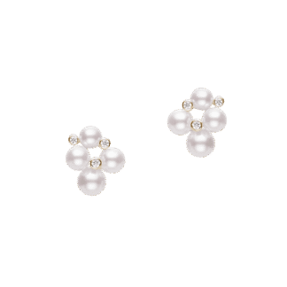 Akoya Cultured Pearl and Diamond Bubbles Stud Earrings