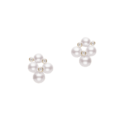 Akoya Cultured Pearl and Diamond Bubbles Stud Earrings