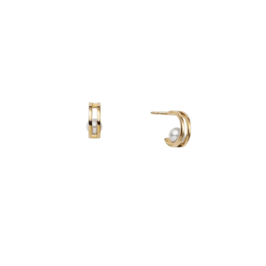 Mikimoto Akoya Cultured Pearl Hoop Earrings in 18K Yellow Gold