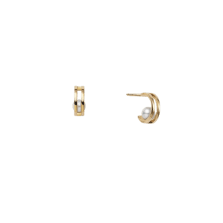 Mikimoto Akoya Cultured Pearl Hoop Earrings in 18K Yellow Gold