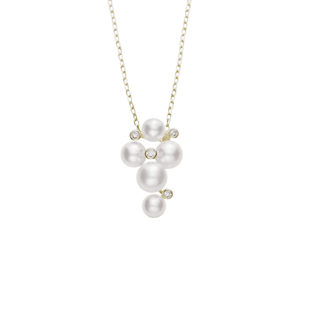 Mikimoto Bubbles Pendant with Diamonds in 18k Yellow Gold