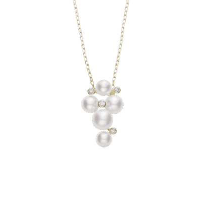 Mikimoto Bubbles Pendant with Diamonds in 18k Yellow Gold