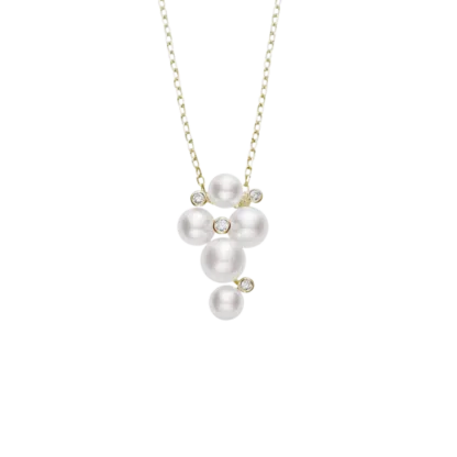 Mikimoto Bubbles Pendant with Diamonds in 18k Yellow Gold