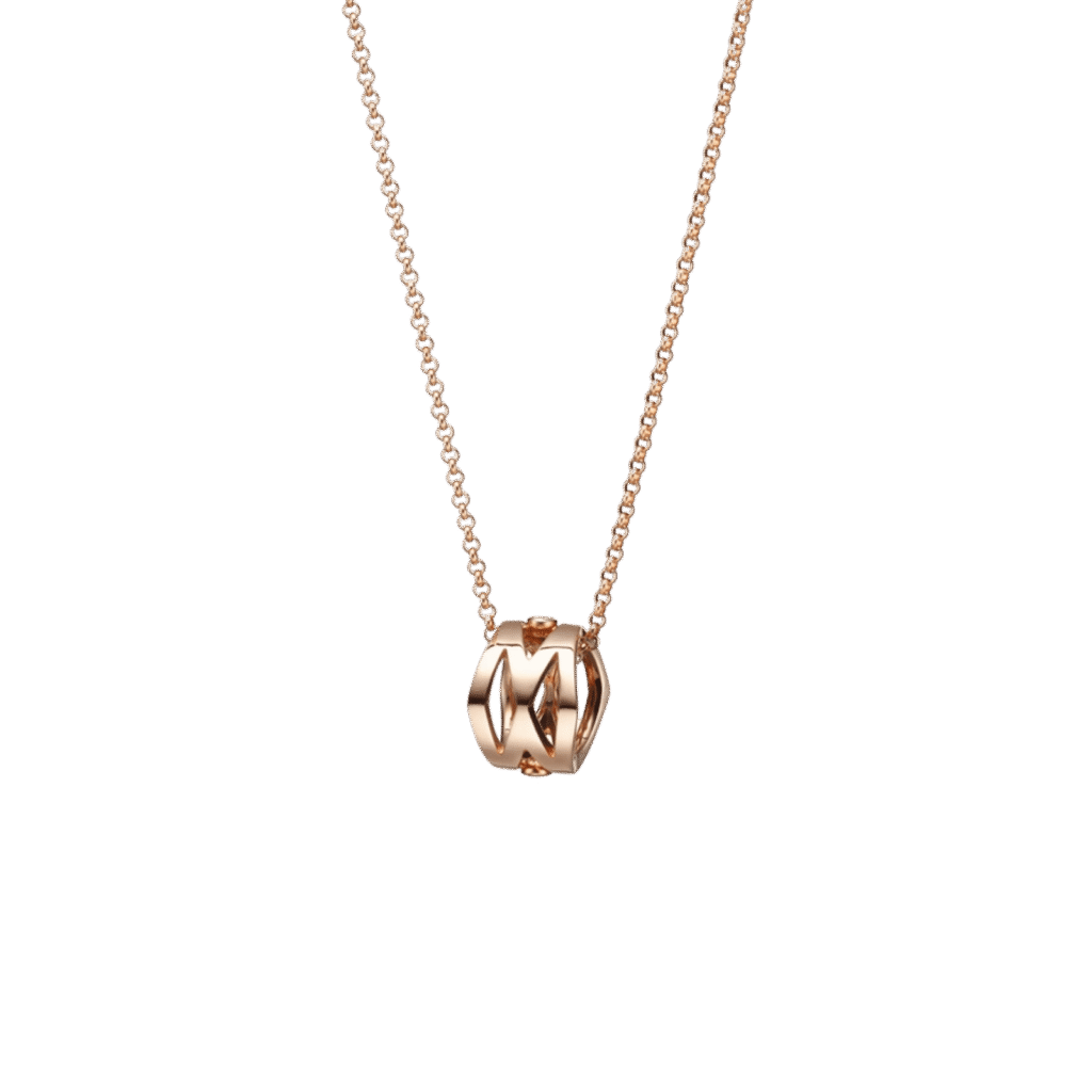 M Signature Diamond Pendant in 18K Pink Gold