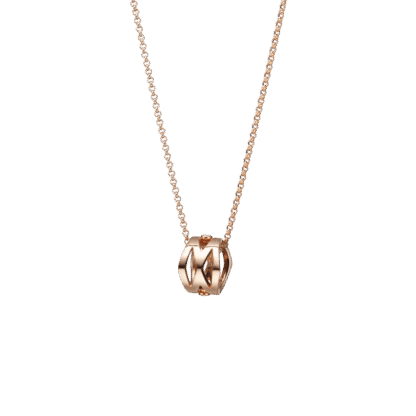 M Signature Diamond Pendant in 18K Pink Gold
