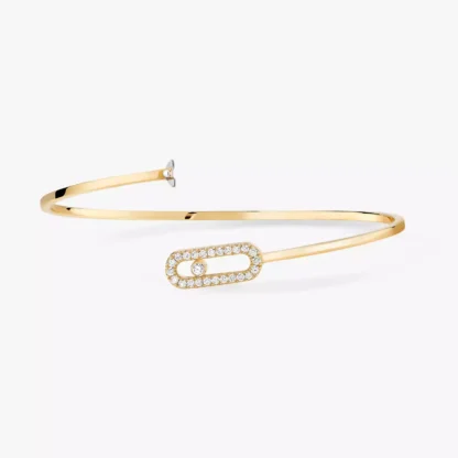 Move Uno Pavé Flex Bangle Yellow Gold Diamond Bracelet - open