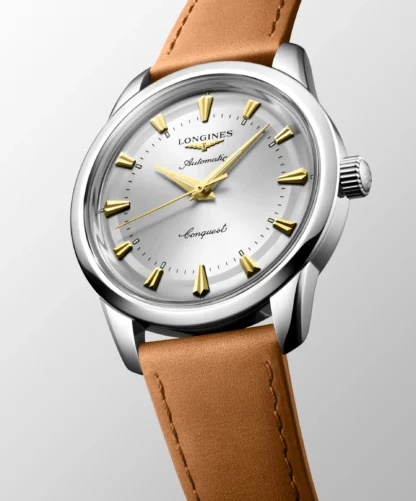 Longines Conquest Heritage 40mm, Stainless Steel, Silver Dial - side view