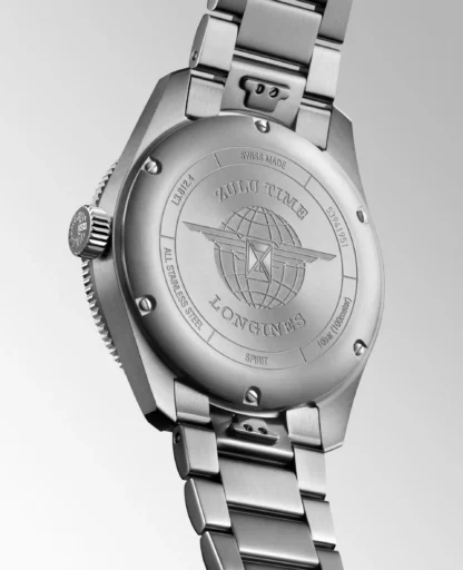 spirit Zulu Time 42mm, Black Matt Dial & Stainless Steel - back view