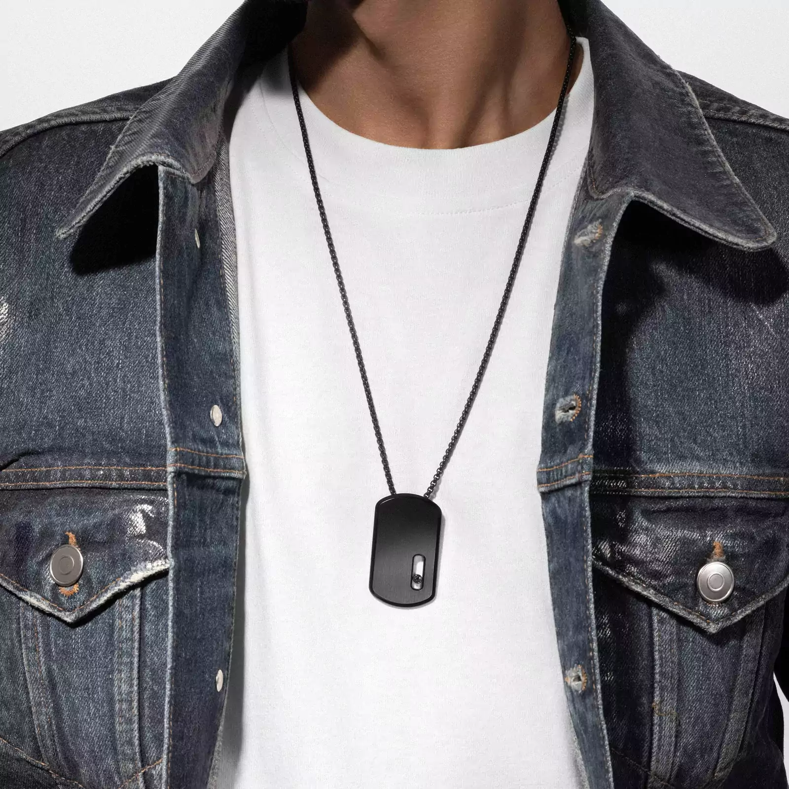 Move Titanium Black Diamond & Titanium Necklace - on the model