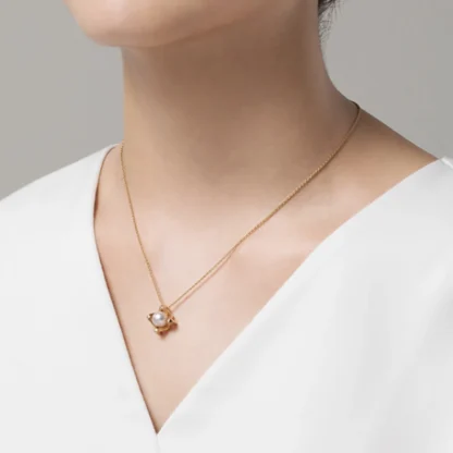 M Collection Akoya Cultured Pearl Pendant in 18K Yellow Gold