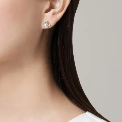 M Collection Akoya Cultured Pearl Earrings in 18K White Gold