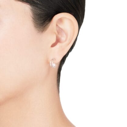 Akoya Cultured Pearl Hoop Earrings in 18K White Gold