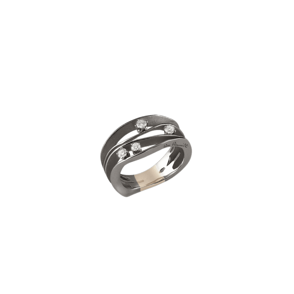 Dune Diamond Ring in 18K Black Lava Gold