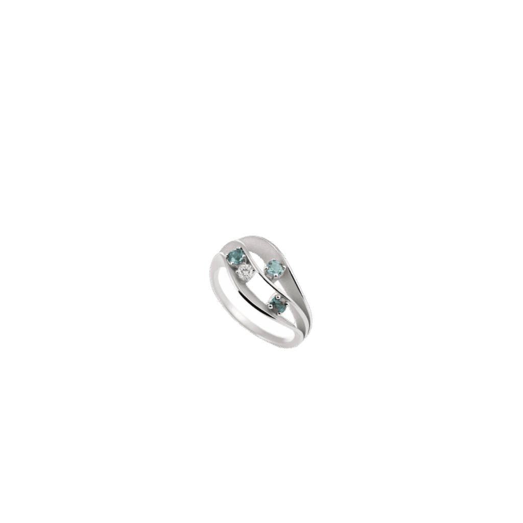 Dune Color Ring in 18k White Gold & Blue Tourmalines