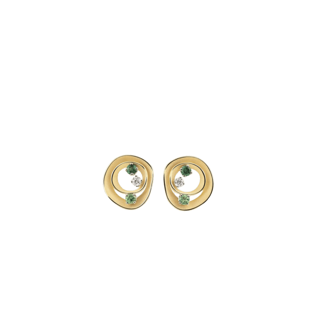 Dune Color Earrings in 18K Yellow Gold & Green Tourmaline