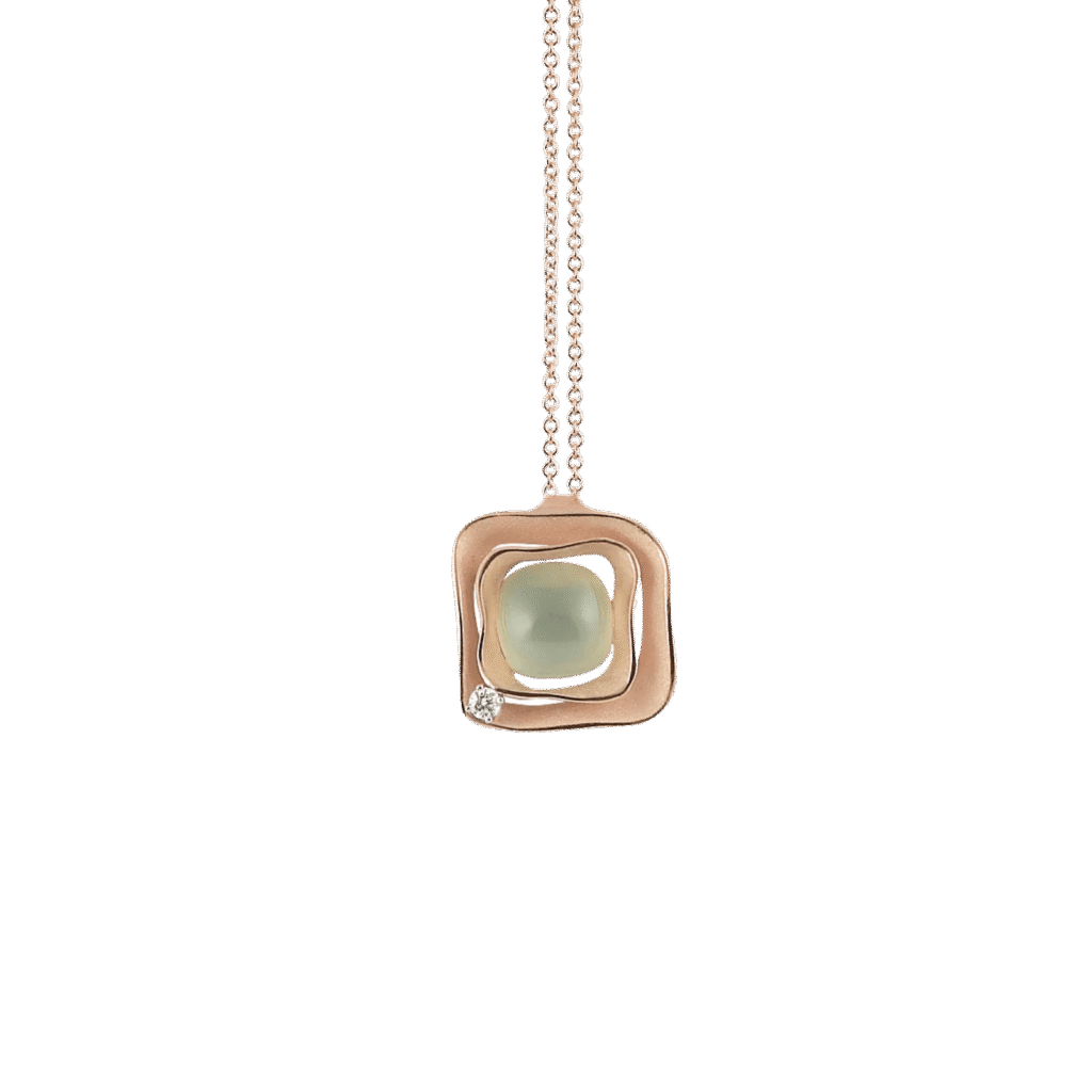 Dune Cubic Pendant in 18k Pink Gold with Prehnite