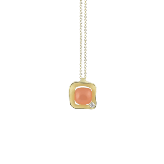 Dune Cubic Pendant in 18k Yellow Gold with Moonstone