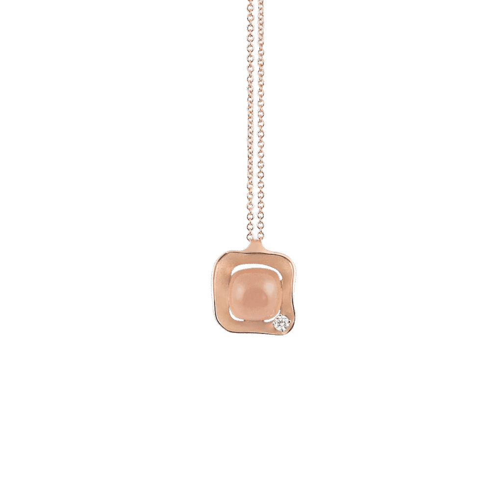 Dune Cubic Pendant in 18k Rose Gold with Pink Quartz