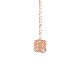 Dune Cubic Pendant in 18k Rose Gold with Pink Quartz