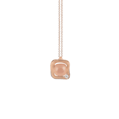 Dune Cubic Pendant in 18k Rose Gold with Pink Quartz