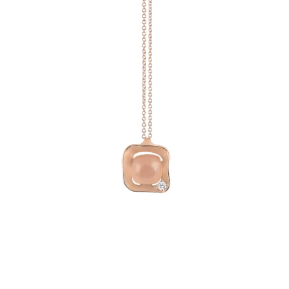Dune Cubic Pendant in 18k Rose Gold with Pink Quartz