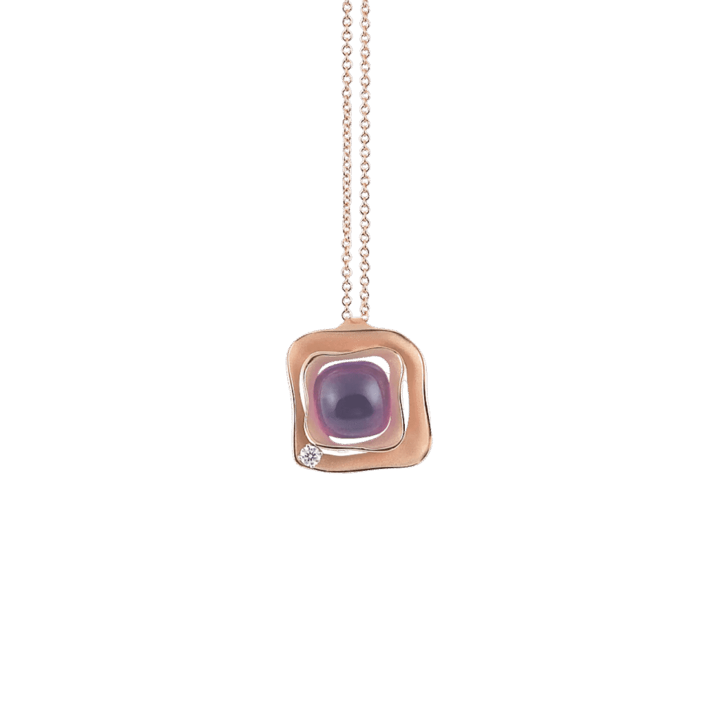 Dune Cubic Pendant in 18k Pink Gold with Amethyst