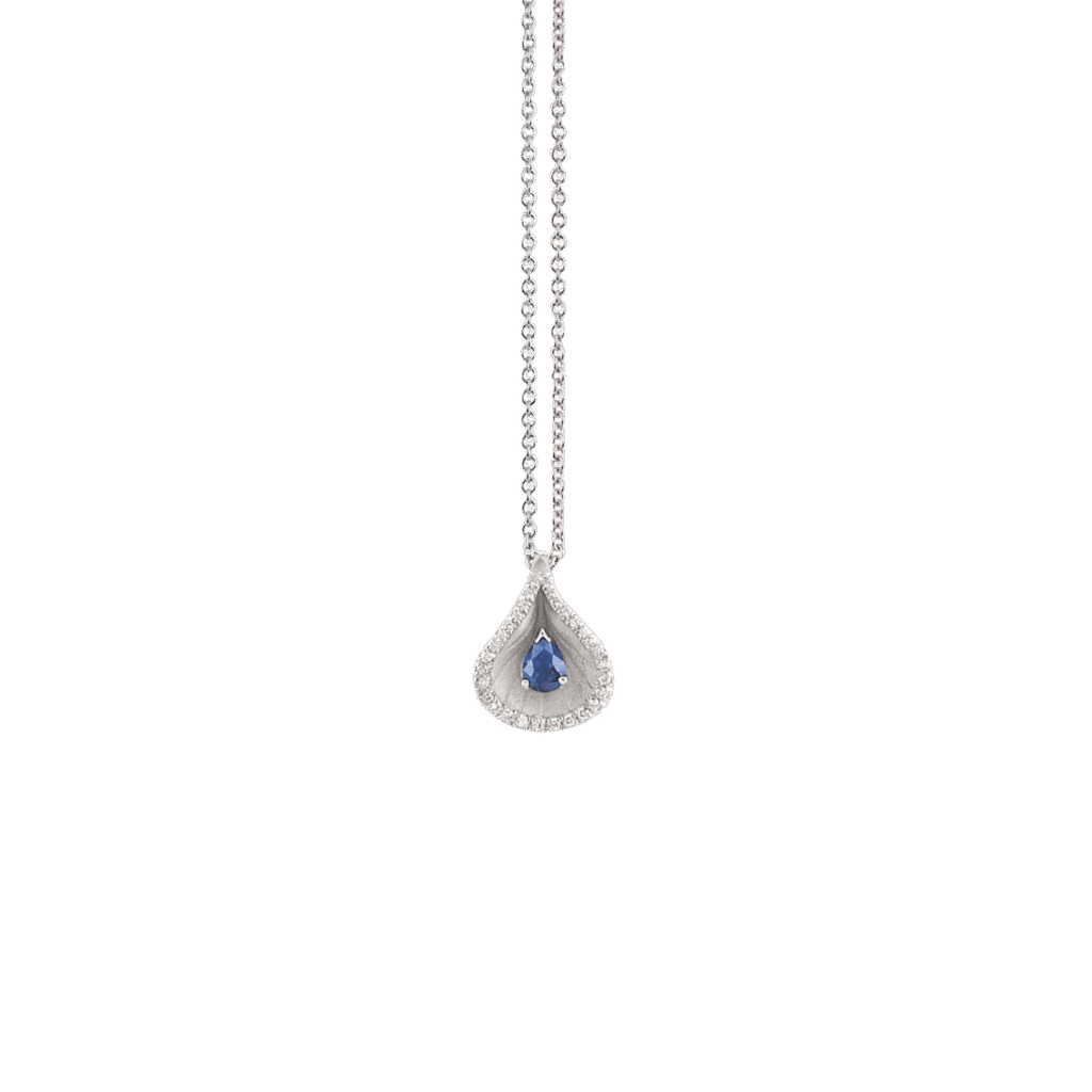 Premiere Color Pendant in 18k White Gold & Blue Sapphire