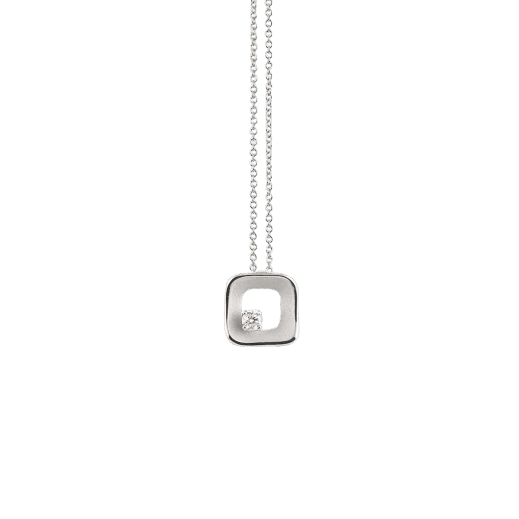 My Way Square Pendant in 18k White Gold