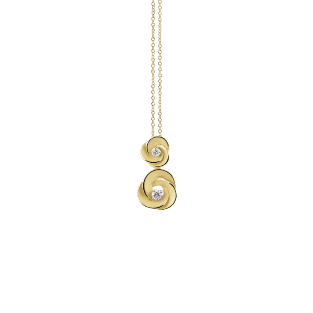 Desert Rose 2 Flowers Pendant in 18k Yellow Gold