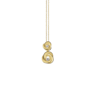 Desert Rose 2 Flowers Pendant in 18k Yellow Gold