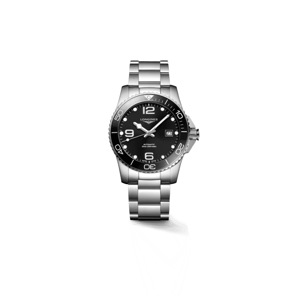 Longines HydroConquest 39 mm,Stainless Steel,Black Dial