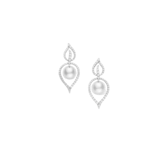 Laurel White South Sea Pearl and Diamond Drop Earrings