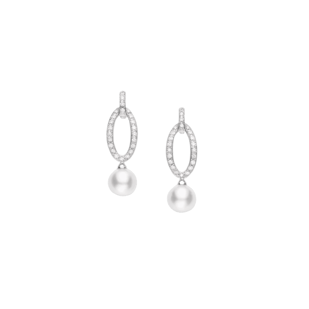 Mikimoto Classic Akoya Pearl and Diamond Drop Earrings