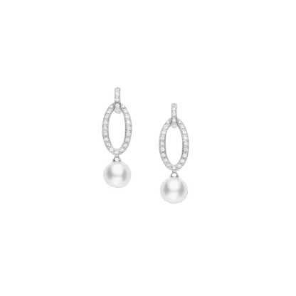 Mikimoto Classic Akoya Pearl and Diamond Drop Earrings
