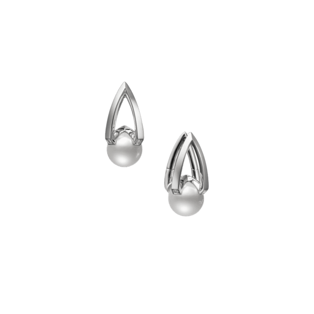 M Collection Akoya Cultured Pearl Earrings in 18K White Gold