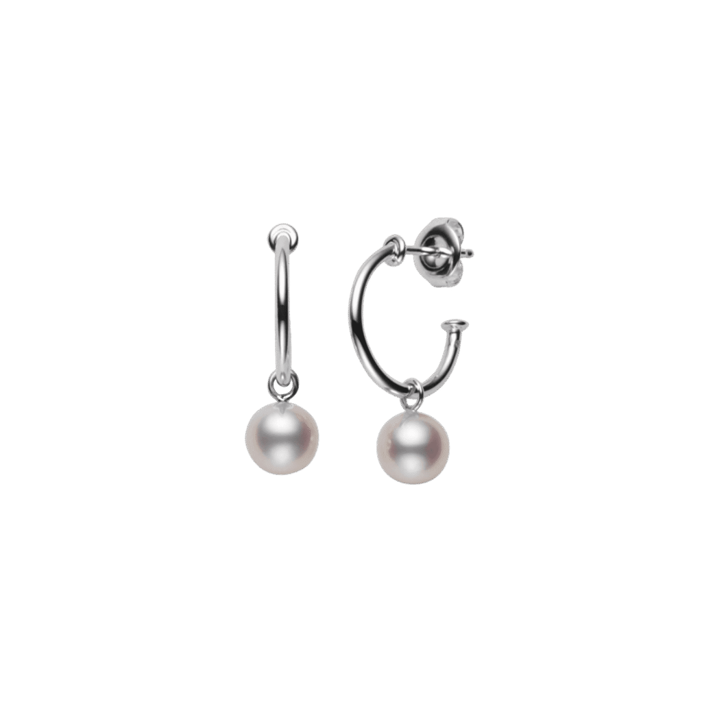 Mikimoto Classic Akoya Pearl Semi Hoop Earrings