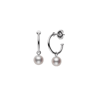 Mikimoto Classic Akoya Pearl Semi Hoop Earrings
