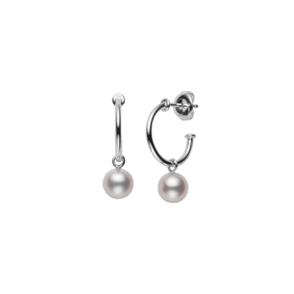Mikimoto Classic Akoya Pearl Semi Hoop Earrings