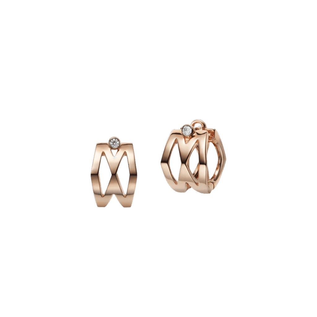 Mikimoto M Signature Diamond Earrings in 18K Pink Gold