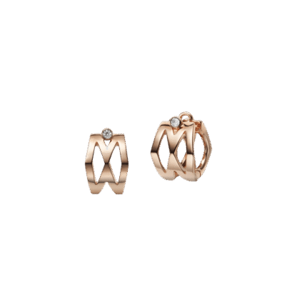 Mikimoto M Signature Diamond Earrings in 18K Pink Gold