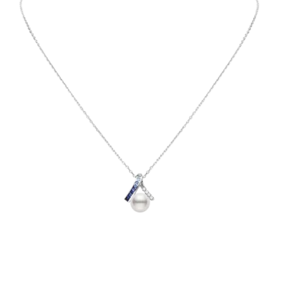 Ocean Collection Akoya Cultured Pearl and Sapphire Pendant