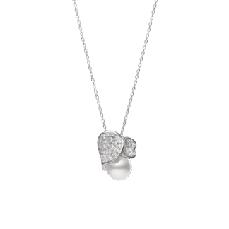 Mikimoto Les Pétales Place Vendôme Akoya Cultured Pearl and Diamond Pendant in 18K White Gold